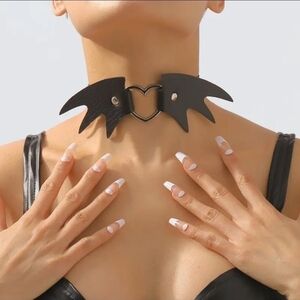Bold Goth Punk Bat Wing Heart Women's Choker